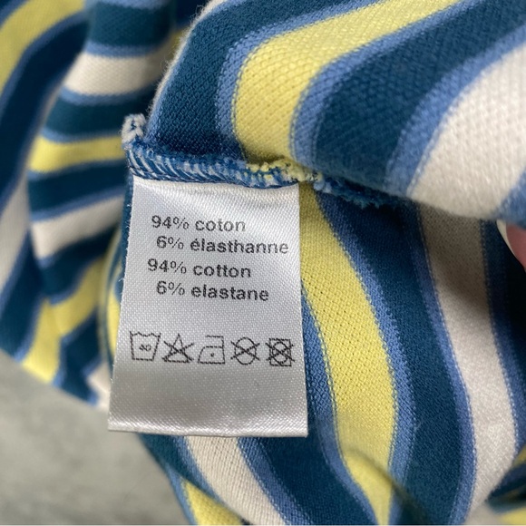 Vintage Y2k Lacoste Striped Polo Shirt Classic Fit Teal Yellow‎ Casual Preppy XL - Picture 11 of 13